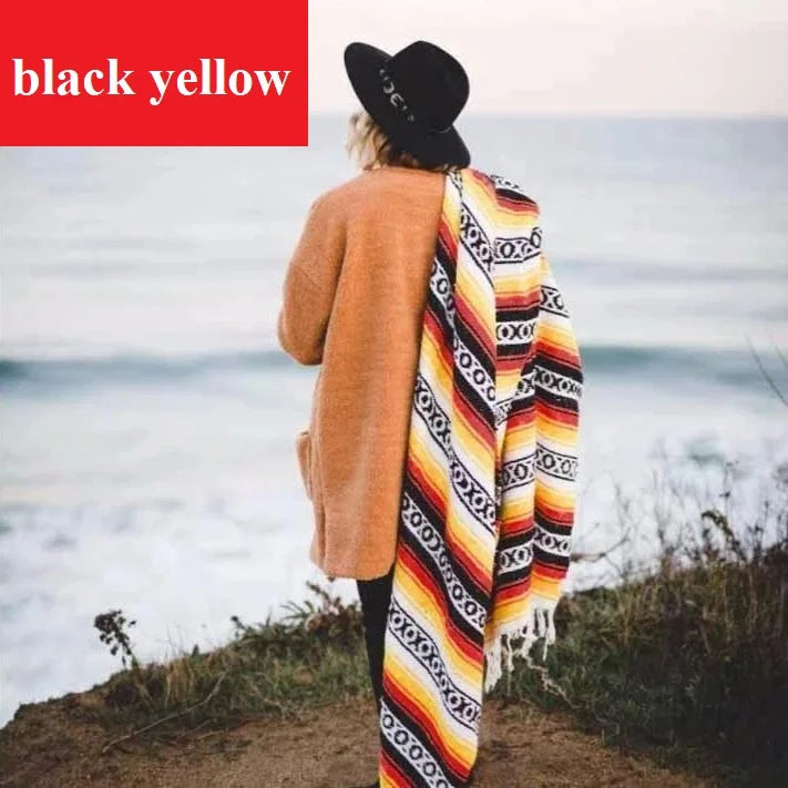 couverture couverture sol boho chic rayures géométriques coton recyclé grande taille