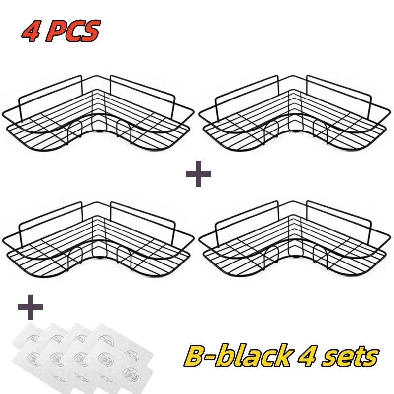 étagère murale moderne grille métallique noir adhésive salle bain acier inoxydable angle fixations incluses