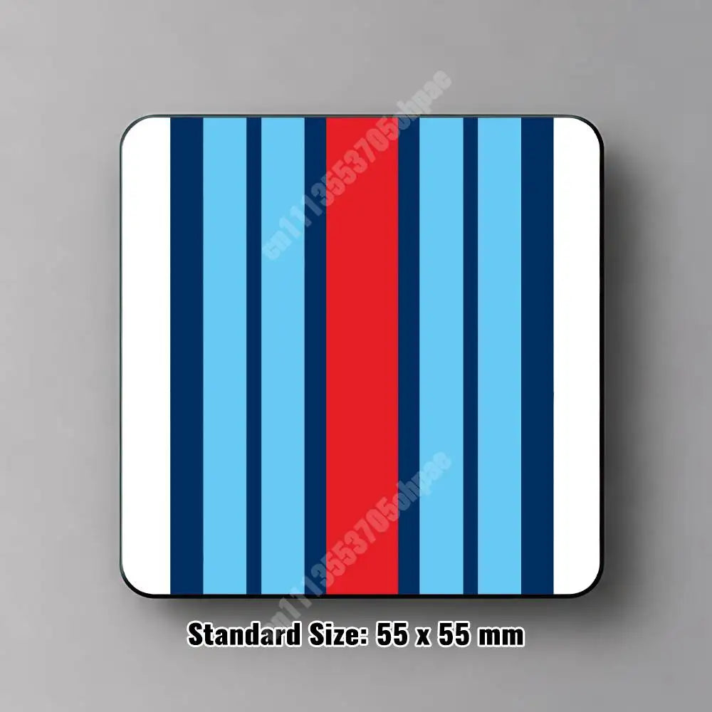 coasters aimants réutilisables rayures racing bleu rouge blanc Williams Martini