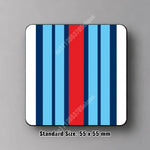 coasters aimants réutilisables rayures racing bleu rouge blanc Williams Martini