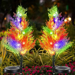 décoration extérieure solaire arbres lumineux couleurs rgb moderne branches feuilles festive