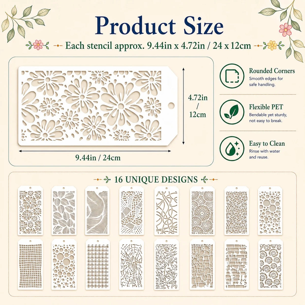 gabarits texture moderne blancs divers motifs floraux géométriques adhésifs décoration intérieure bricolage