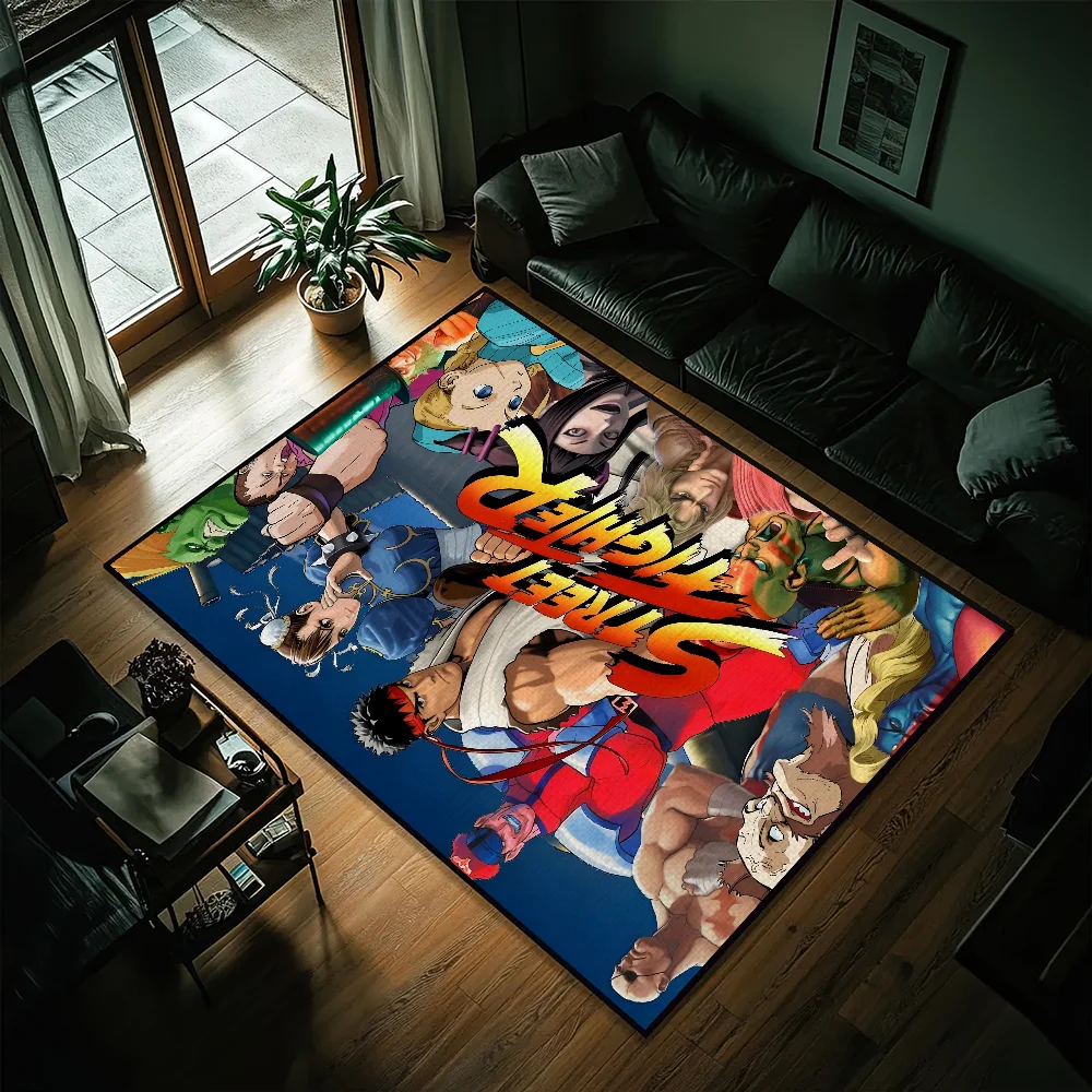 tapis multicolore street fighter personnages duel antidérapant feutre daim salon chambre