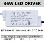 adaptateur led driver 12w 24w 36w 1a 2a 3a tension 12v blanc industriel