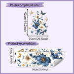 sticker mural floral décoration aquarelle papillons feuilles verte élégant bohème adhésif salon chambre