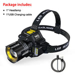 lampe frontale rechargeable led 5w noir jaune blanc headlight tactile affichage ir sensor modes