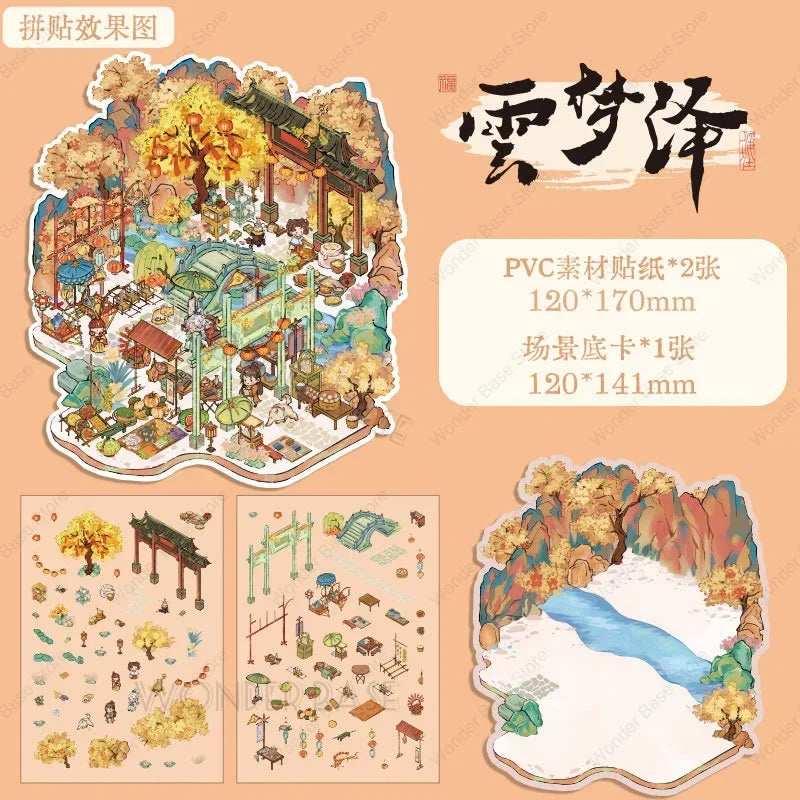 autocollants cartoon scènes miniatures animaux paysages multicolores opaques détaillés enfants