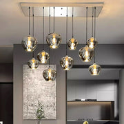 Lustre suspendu moderne pour salon et salle à manger avec éclairage variable et verre décoratif