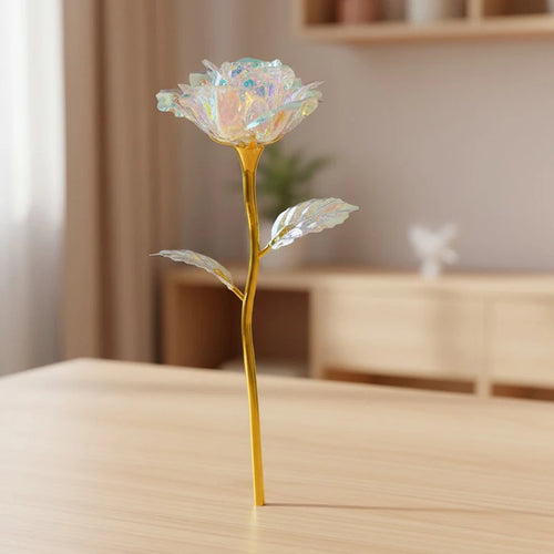 rose artificielle rouge lumière led sous cloche verre décoration fleur cadeau anniversaire