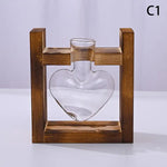 support plantes cadre bois marron verre transparent modernes vases coeurs plantes vertesintérieur décoration minimaliste