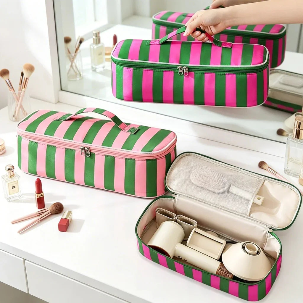 sac rangement coiffure vert rose brosse peigne diffuseur moderne pliable polyester multifonctionnels accessoires capillaires