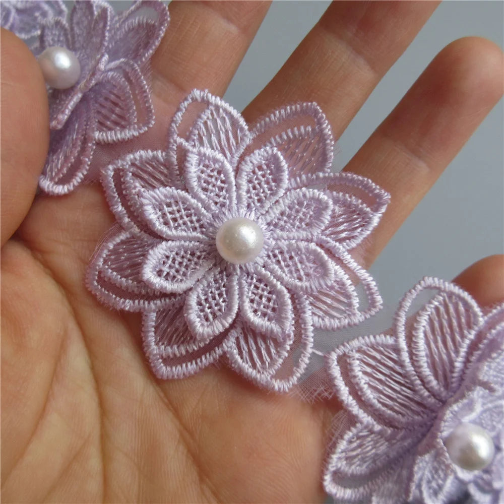 broderie fleur dentelle polyester blanc soluble decoration artisanale materiaux bricolage echangable erotique