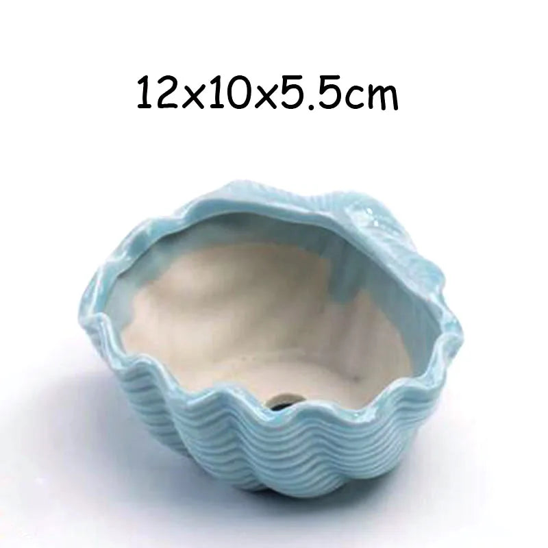 petit cache pot ceramique bleu motif poisson marin decoratif plante succulente maison
