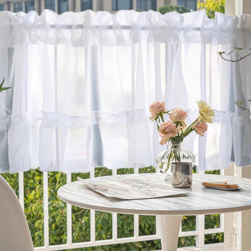 rideau blanc dentelle transparent classique romantique maison inclusion polyester tulle