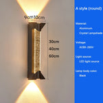 applique murale led moderne cristaux scintillants noir doré ip55 30cm 40cm 60cm