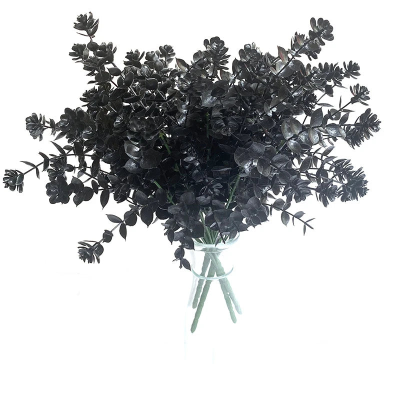 bouquet artificiel feuilles noires modernes décoration intérieure halloween minimalisteextérieurcoration événementiel