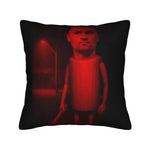 housse coussin décorative noire robot rouge moderne canapé salon tissu polyester carré