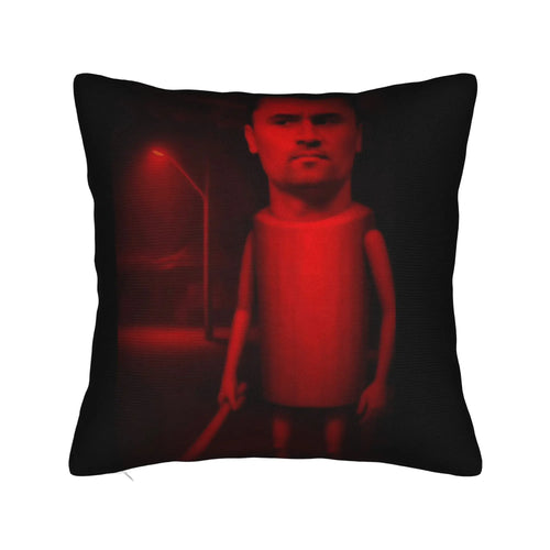 housse coussin décorative noire robot rouge moderne canapé salon tissu polyester carré