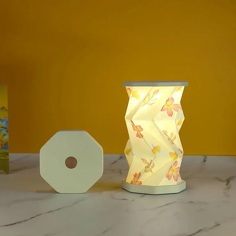 lampe table rechargeable led motif floral contemporaine minimaliste fixée adhésif base octogonale couvercle