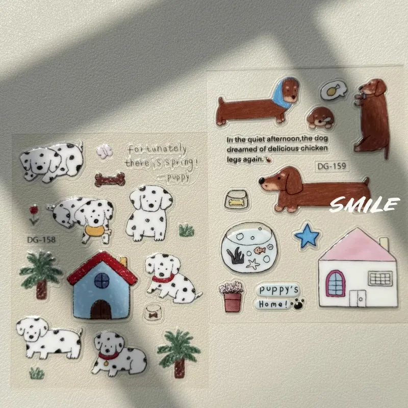 sticker adhésif transparent mignon coque téléphone motif animaux chats chiens positif