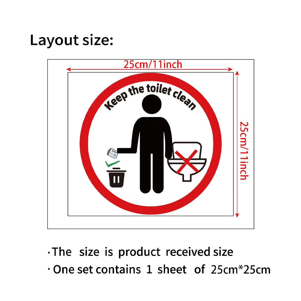 autocollant graphique interdiction papier toilette jetter déchets salle bain toilettes blanc rouge noir icônes