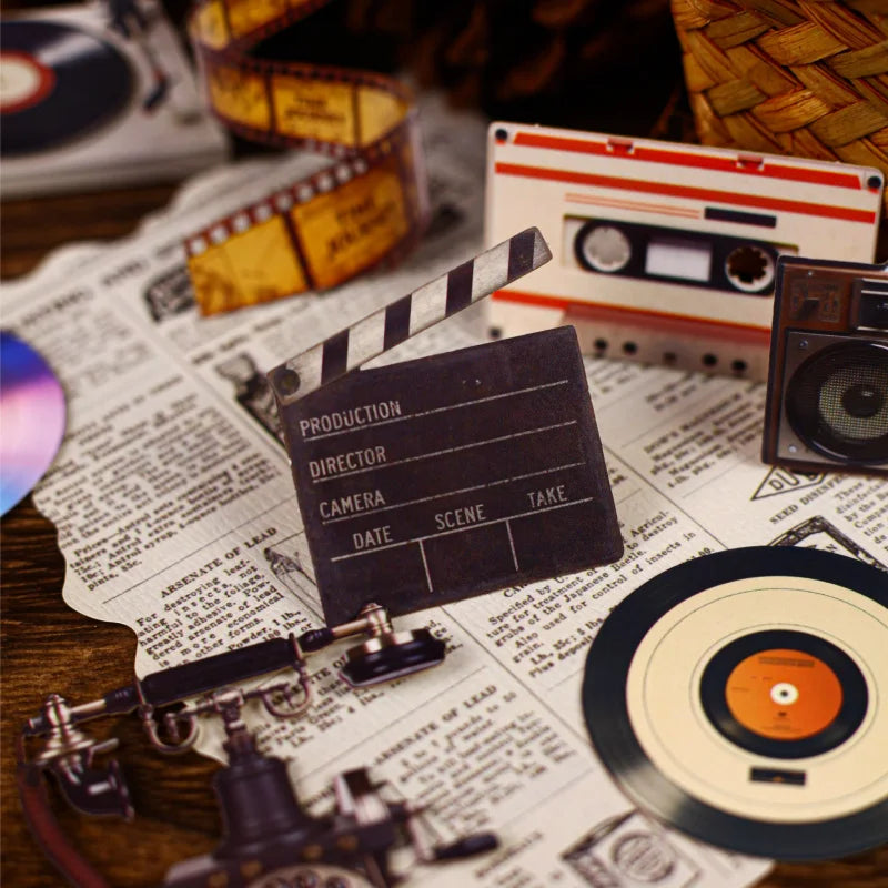 autocollants vintage rétro gramophone enregistreur cassette caméra radio journal décoration leave voice divers couleurs