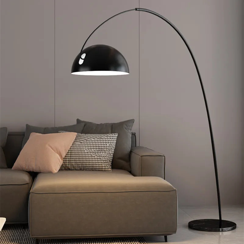 lampe arc noir moderne fer base solide éclairage salon chambre simple assembly led touch