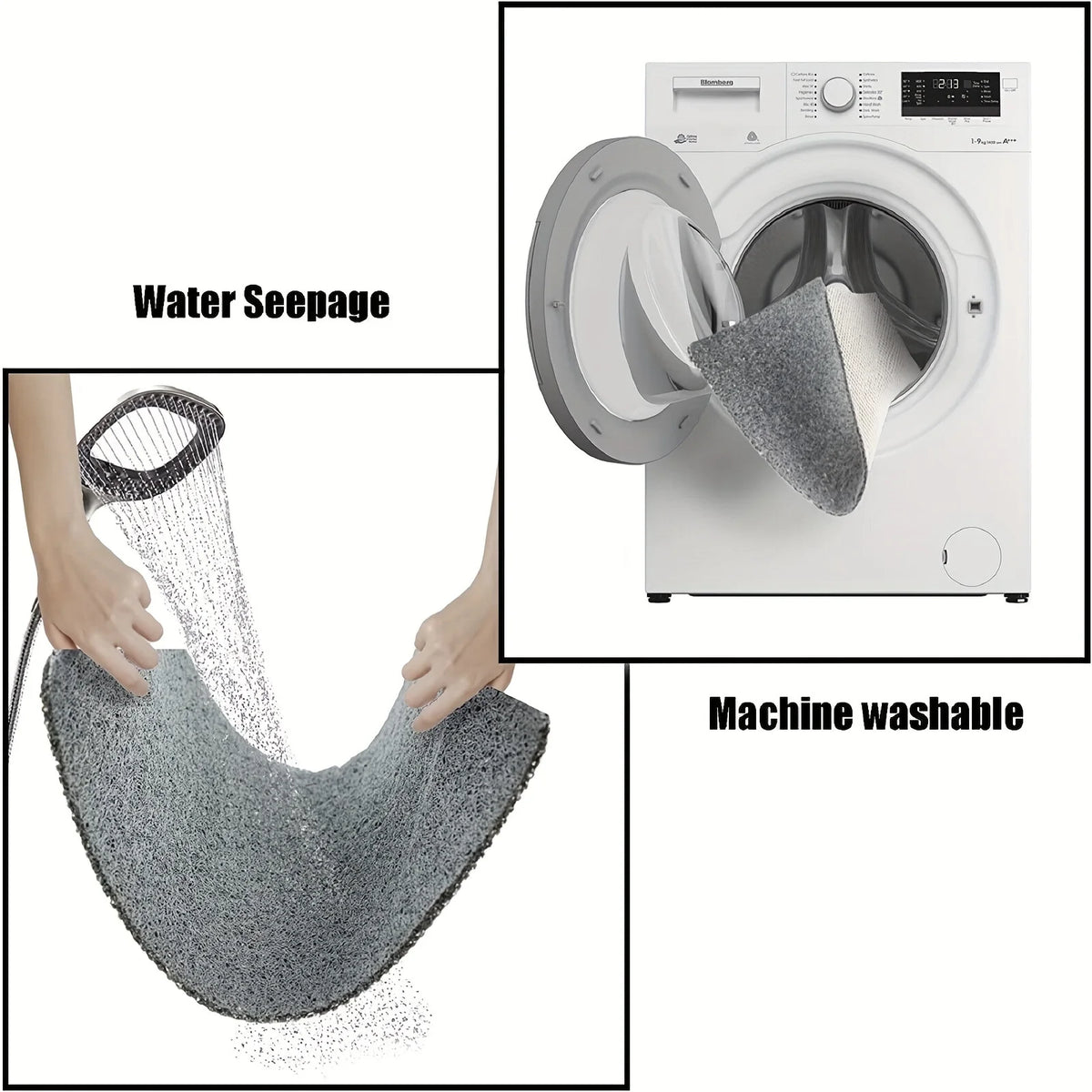 tapis douche gris texture loofah absorbant rapide antidérapant moderne salle bain
