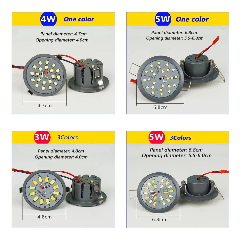 spots led gris modernes 4w 5w diodes clips métalliques éclairage intérieur 3w 4000k 6000k