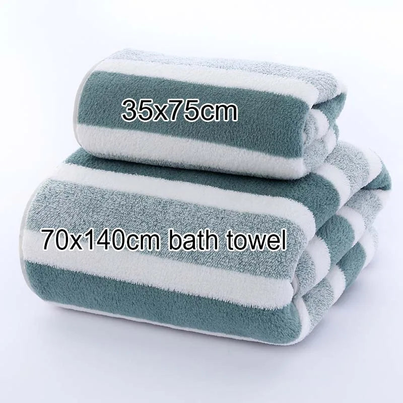 serviettes bain microfibre rayées séchage rapide 35x75cm 70x140cm gris rose bleu classique noël absorbantes
