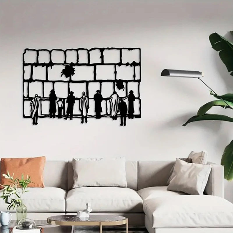 décoration murale moderne métal noir silhouettes abstraites ouvertures feuilles planteintérieur extérieur résistant