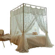 rideau floral ciel lit moustiquaire lit enfant shabby chic dentelle beige blanc