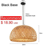 lampe suspendue tissage rotin naturel moderne rustique câble électrique socle noir pièces fixation 90