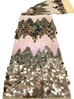 ruban sequins bleu vert argent rose marron motif montagne élégant festif tissu dentelle paillettes