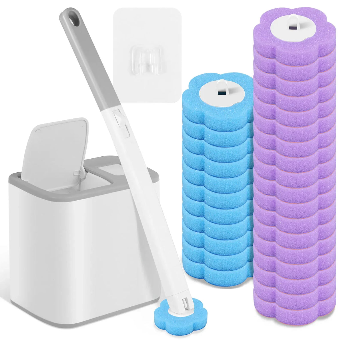brosse wc jetable tête remplacement boîte rangement moderne blanche bleue violette