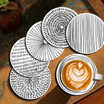 coasters bois blanc rayures noires spirales modernes décoration intérieure 14+