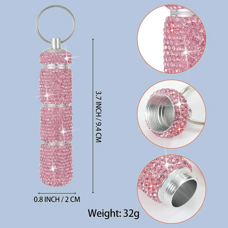 boîte pilules portable strass argent rose bleu rouge moderne élégante porte clés