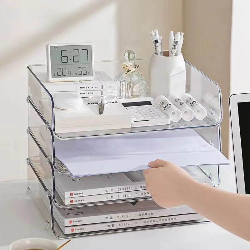 organisateur transparent moderne document clips calendrier calculatrice stylos pots crayons