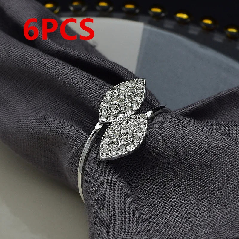 porte serviettes feuilles strass argenté doré élégants mariage banquet table