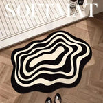 tapis bain noir blanc rayures moderne adhésif absorption rapide antidérapant salle bain