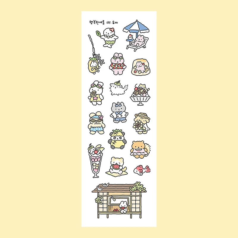 sticker kawaii multicolore dessins animés adhésifs mignons opaques autocollants animauxscriçãopta