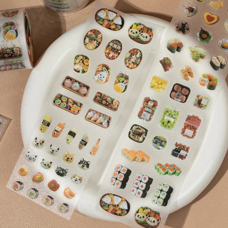 stickers multicolores transparents moderne mignon animaux nourriture brillants scrapbooking diy journal album bricolage