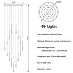 suspension lumineuse or gouttelettes contemporaine 18 lumières spiral transparent élégante