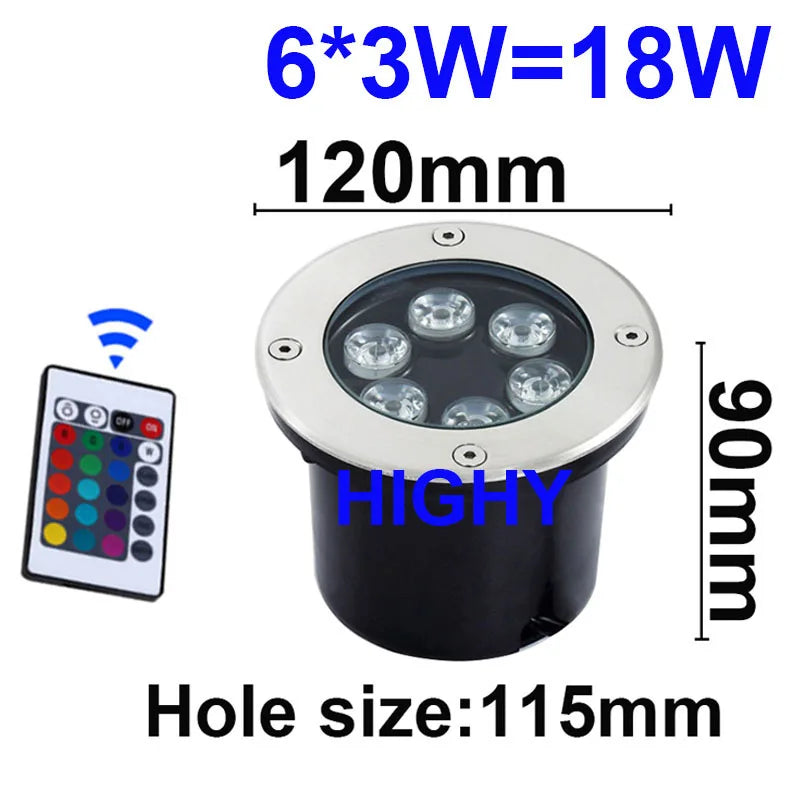 Spot LED argenté moderne télécommande éclairage extérieur IP67 12W 18W 9W