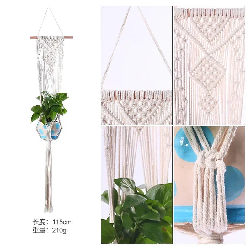 support plante suspendue macramé blanc violet noir artisanal boho anneau pot plante 100cm 90cm