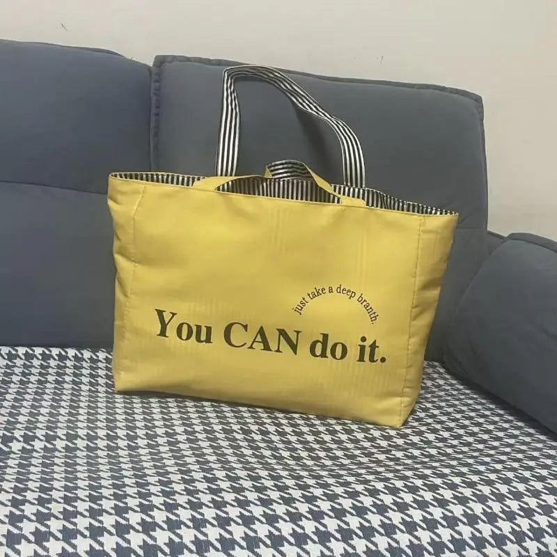 sac main moderne toile jaune rayures noires poignées détachables grande capacité usage quotidien