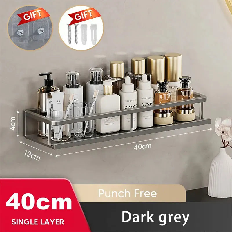 étagère murale blanche moderne adhésive étages rangement salle bain produits cosmétiques 30cm 40cm