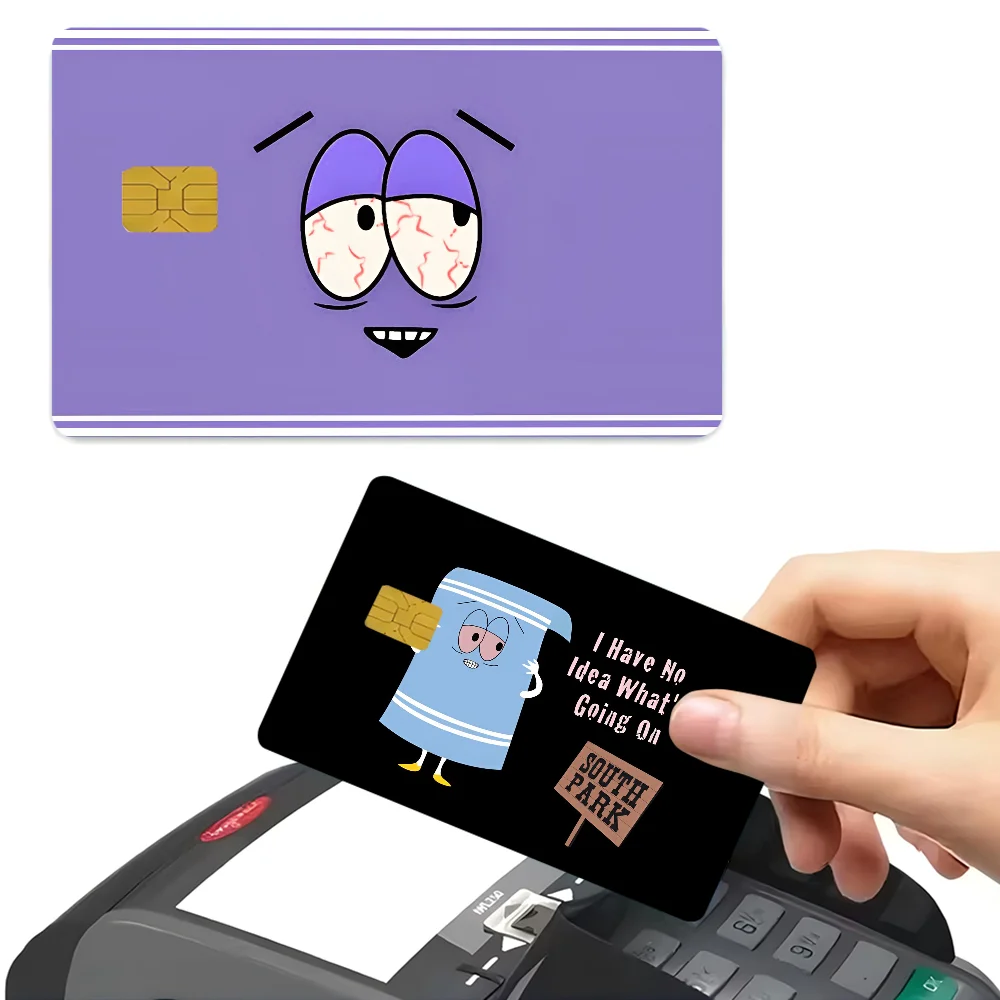 film autocollant carte bancaire violet dessin animé sourire réutilisable étanche