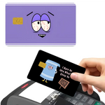film autocollant carte bancaire violet dessin animé sourire réutilisable étanche