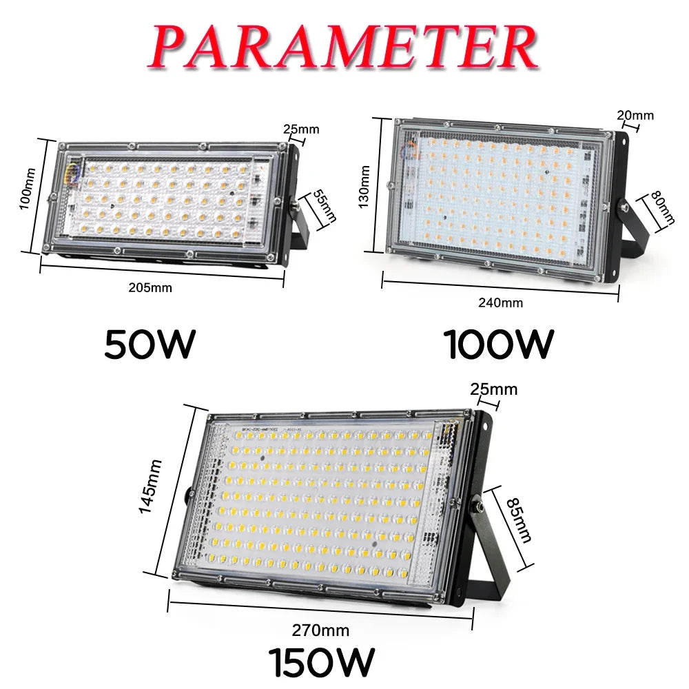 projecteur led ip65 moderne 100w 220v extérieur fixations aluminium noir